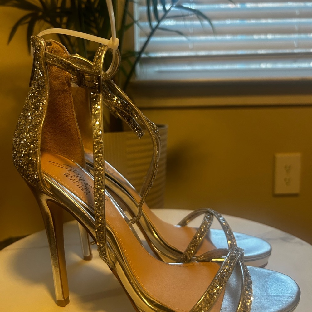 Elegant Silver Strappy Heels